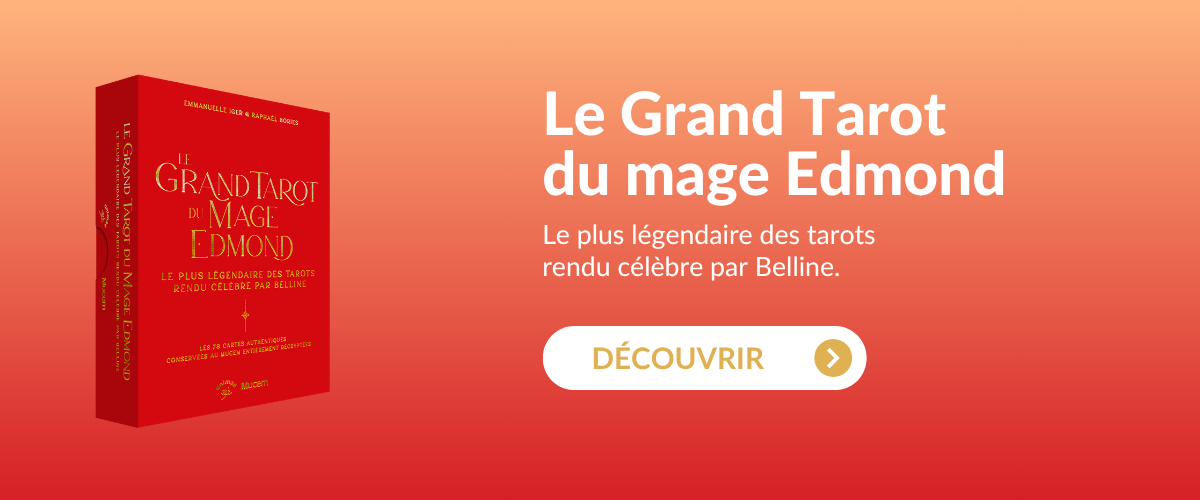 Image promotionnelle pour le produit 'Les Antisèches du Tarot' d'Emmanuelle Iger. À gauche, une représentation élégante de la boîte du produit, ornée de motifs dorés sur fond bleu marine, avec deux créatures mythiques blanches au centre. Le titre 'Antisèches du Tarot' est encadré dans un cercle décoratif, indiquant qu'il s'agit de 39 fiches méthode pour tout comprendre du tarot.  À droite de l'image, le texte 'Les antisèches du tarot' est mis en évidence en blanc, avec le sous-titre 'Ne séchez plus jamais devant vos cartes !', invitant les amateurs de tarot à découvrir ce guide pratique. Un bouton doré 'Découvrir' avec une flèche blanche encourage l'utilisateur à en savoir plus ou à acheter le produit.  Le fond dégradé de bleu marine renforce l'ambiance mystique et sophistiquée du tarot, attirant l'attention sur ce produit conçu pour faciliter l'apprentissage du tarot.